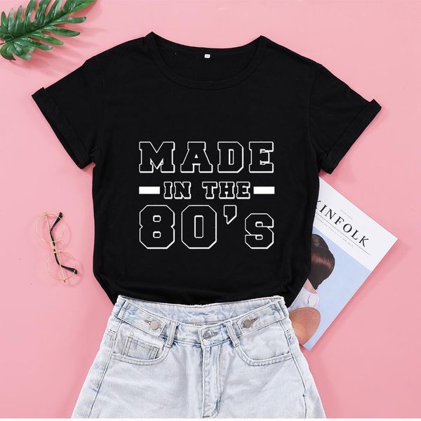 made in the 80's birthday party shirt funny letter cotton women tshirt short sleeve tees plus size o neck clothing, White
made in the 80's birthday party shirt funny letter cotton women tshirt short sleeve tees plus size o neck clothing, White