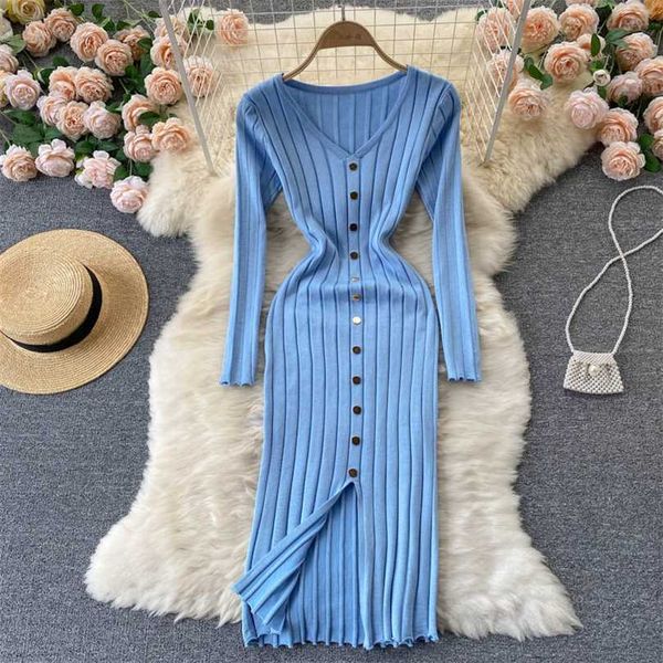 singreiny women korean knitted dress long sleeve v neck elastic slim sheath es autumn bodycon split sweater 211110, Black;gray
singreiny women korean knitted dress long sleeve v neck elastic slim sheath es autumn bodycon split sweater 211110, Black;gray
