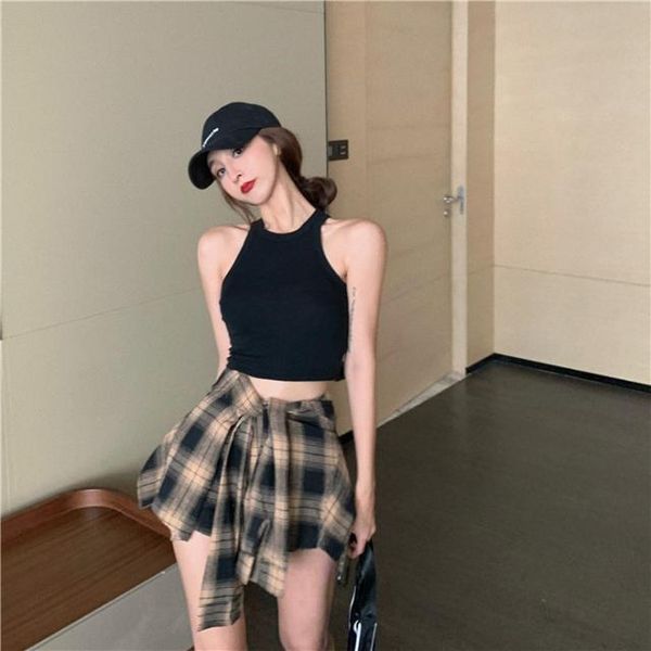 skirts high waist plaid trouser skirt women's summer two piece suit a-line miniskirt show thin fake half length, Black
skirts high waist plaid trouser skirt women's summer two piece suit a-line miniskirt show thin fake half length, Black