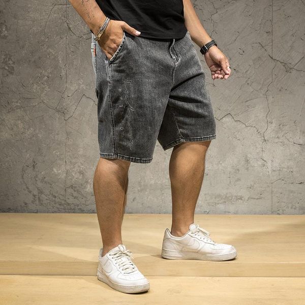 men's shorts denim summer plus size casual loose stretch high waist short jeans, White;black
men's shorts denim summer plus size casual loose stretch high waist short jeans, White;black