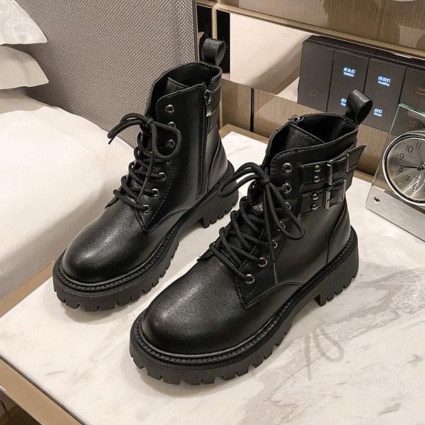 boots 2021 women's casual fashion pu leather autumn lace-up motorcycle buckle round toe ankle, Black
boots 2021 women's casual fashion pu leather autumn lace-up motorcycle buckle round toe ankle, Black