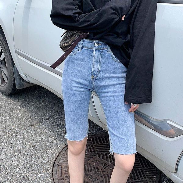 2020 spring and summer five-point trousers women shorts new fashion tight sports stretch jeans high-waisted cycling thin pants1, Blue
2020 spring and summer five-point trousers women shorts new fashion tight sports stretch jeans high-waisted cycling thin pants1, Blue