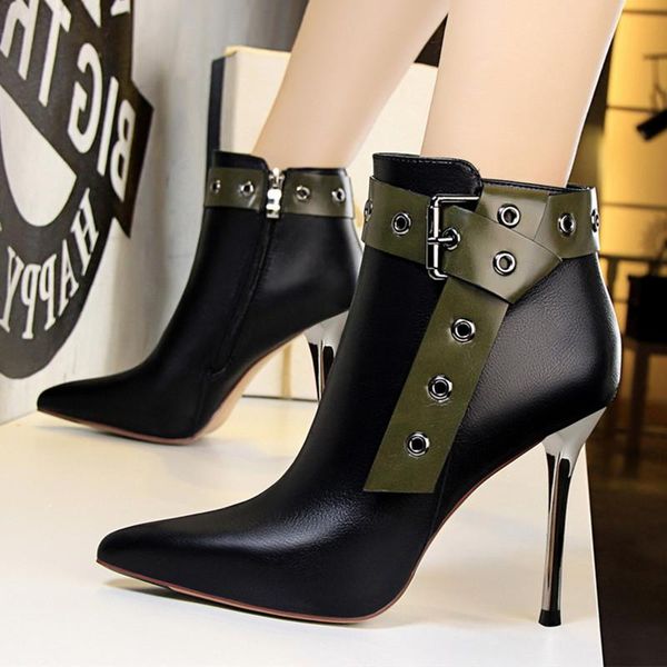 boots bigtree shoes belt buckle women ankle leather high-heel stiletto pointed toe short plush winter, Black
boots bigtree shoes belt buckle women ankle leather high-heel stiletto pointed toe short plush winter, Black