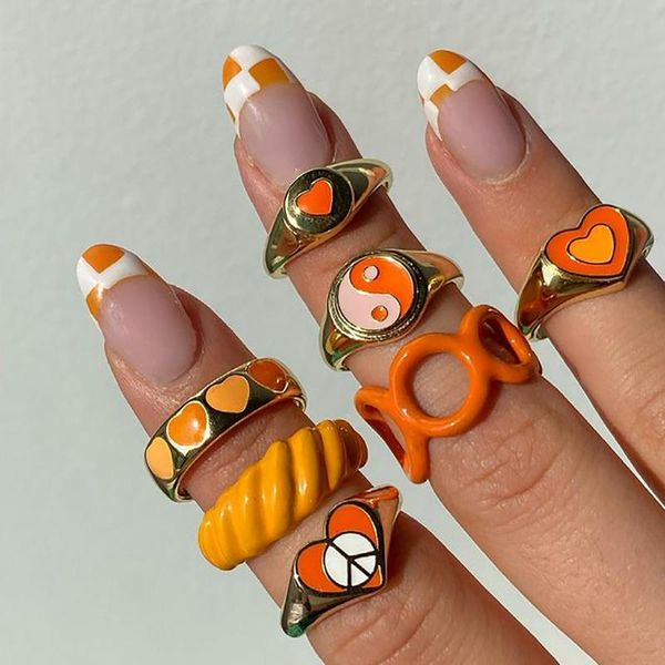 cluster rings kiss wife korean orange color heart set for women lover colorful resin acrylic chain couples travel gifts jewelry, Golden;silver
cluster rings kiss wife korean orange color heart set for women lover colorful resin acrylic chain couples travel gifts jewelry, Golden;silver