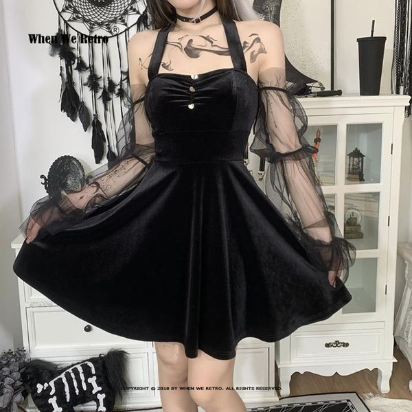 casual dresses mall goth black mini dress vintage aesthetic mesh sleeve high waist gothic velvet party outfit summer vd2174, Black;gray
casual dresses mall goth black mini dress vintage aesthetic mesh sleeve high waist gothic velvet party outfit summer vd2174, Black;gray