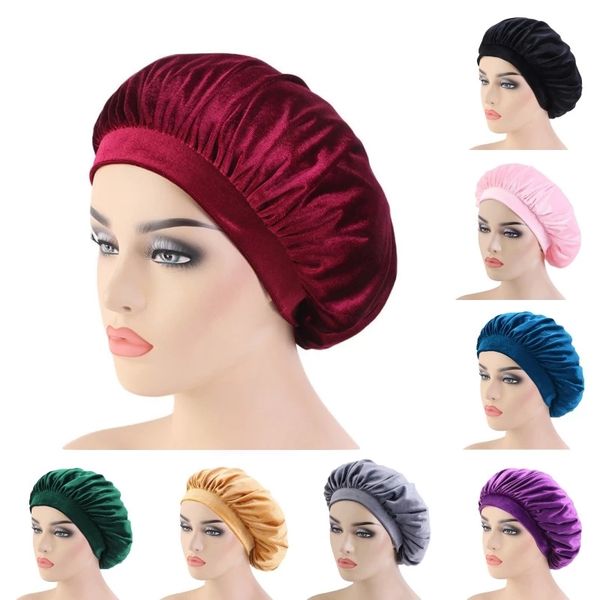 women velvet night sleep caps pure color soft breathable comfortable wide edge female hair care beauty bonnet, Blue;gray
women velvet night sleep caps pure color soft breathable comfortable wide edge female hair care beauty bonnet, Blue;gray