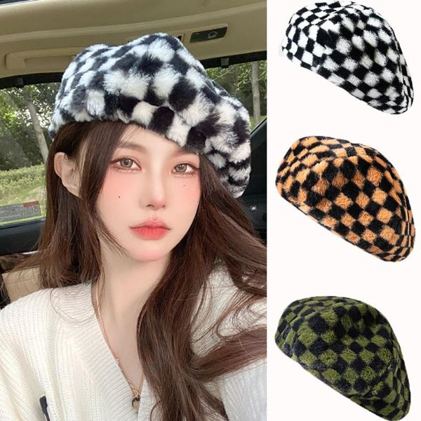 beanies retro checkerboard beret women caps plush winter autumn girls faux fur keep warm painter hat
beanies retro checkerboard beret women caps plush winter autumn girls faux fur keep warm painter hat