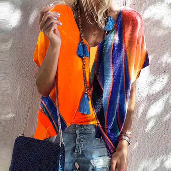 2021 new women fashion casual loose blouse shirts summer vintage colorful print patvhwork female elegant o-neck short sleeve blusas 4my, White
2021 new women fashion casual loose blouse shirts summer vintage colorful print patvhwork female elegant o-neck short sleeve blusas 4my, White