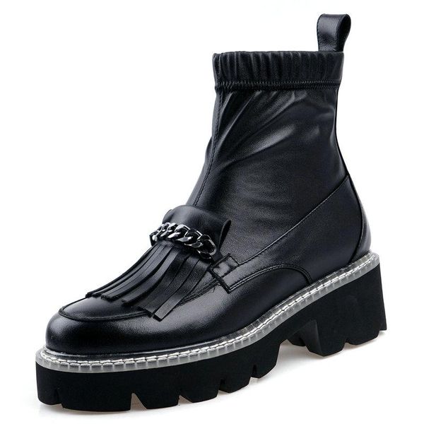 boots women's high heeled genuine leatehr chunky heels platform motorcycle shoes woman winter office lady working ankle, Black
boots women's high heeled genuine leatehr chunky heels platform motorcycle shoes woman winter office lady working ankle, Black