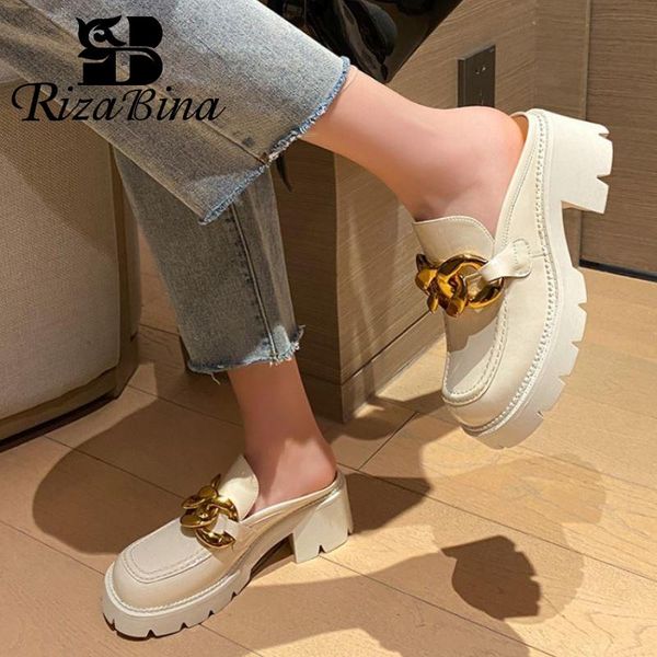rizabina new fashion genuine leather sandals square toe thick high heel metal chain lofers footwear size 34-40, Black
rizabina new fashion genuine leather sandals square toe thick high heel metal chain lofers footwear size 34-40, Black