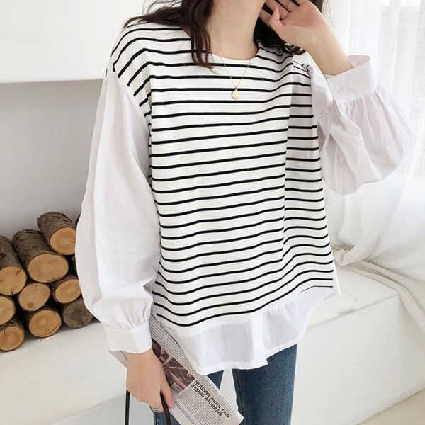 women's blouses & shirts casual fake two piece tee women blouse shirt 2021 korean janpan spring striped loose oversized preppy style p, White
women's blouses & shirts casual fake two piece tee women blouse shirt 2021 korean janpan spring striped loose oversized preppy style p, White