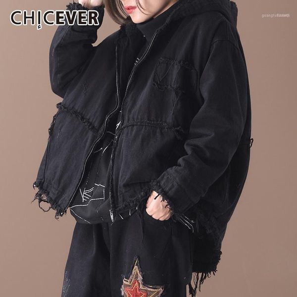 women's down & parkas chicever plus velvet patchwork tassel denim hooded long sleeve oversize thick cotton coat female 2021 win, Black
women's down & parkas chicever plus velvet patchwork tassel denim hooded long sleeve oversize thick cotton coat female 2021 win, Black