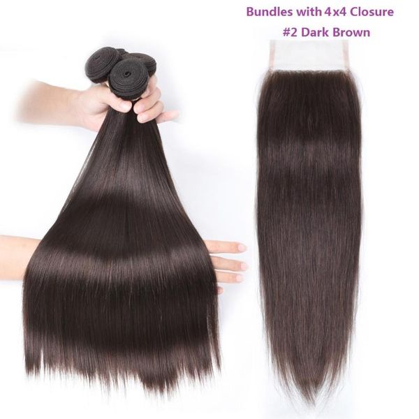 human hair bulks #4 light brown straight bundles with closure malaysian weave 4x4 lace, Black
human hair bulks #4 light brown straight bundles with closure malaysian weave 4x4 lace, Black