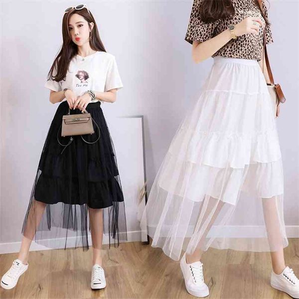 summer korean elastic high waist slimming simple white mesh long skirt casual all-match women tutu 210527, Black
summer korean elastic high waist slimming simple white mesh long skirt casual all-match women tutu 210527, Black
