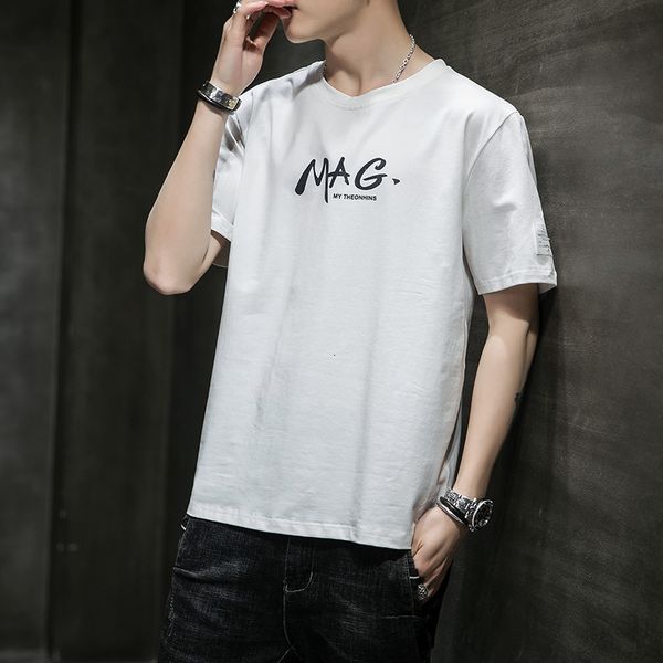 short 1117 2020 new sleeve summer t-shirt trend round neck printed men's base shirt, White;black
short 1117 2020 new sleeve summer t-shirt trend round neck printed men's base shirt, White;black