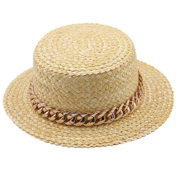 wide brim hats women natural wheat straw hat gold chain girl boater beach sun cap lady summer protect, Blue;gray
wide brim hats women natural wheat straw hat gold chain girl boater beach sun cap lady summer protect, Blue;gray