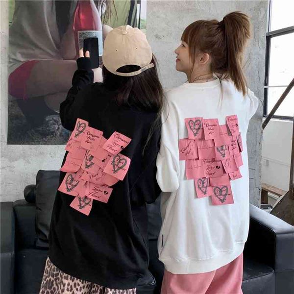 women's sweater national fashion design sense super fire peach heart convenience sticker women's style spring and autumn new hip-h, Black
women's sweater national fashion design sense super fire peach heart convenience sticker women's style spring and autumn new hip-h, Black