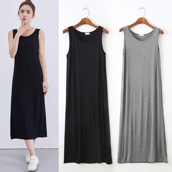 casual dresses women summer korean modal dress high waist solid tank sleeveless o-neck elastic beach 8z, Black;gray
casual dresses women summer korean modal dress high waist solid tank sleeveless o-neck elastic beach 8z, Black;gray
