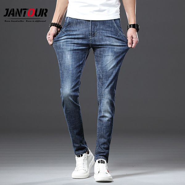 jantour new mens pencil pants fashion men casual slim fit straight stretch feet skinny zipper jeans for male sell trousers, Blue
jantour new mens pencil pants fashion men casual slim fit straight stretch feet skinny zipper jeans for male sell trousers, Blue