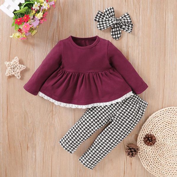 clothing sets 3pcs baby girl clothes 0-3t wine red long sleeve ruffled and retro plaid pants headband set lace decor outfits, White
clothing sets 3pcs baby girl clothes 0-3t wine red long sleeve ruffled and retro plaid pants headband set lace decor outfits, White