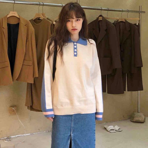 women's sweaters control to film the knitting women polo qiu dong stitching loose long-sleeved sweater coat collar butns reduce age 8lc, White;black
women's sweaters control to film the knitting women polo qiu dong stitching loose long-sleeved sweater coat collar butns reduce age 8lc, White;black