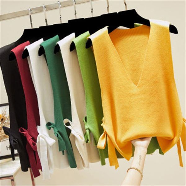 korean fashion pullover sweater vest spring 2021 knitted vest for women autumn sleeveless split v-neck lace up loose, Black;white
korean fashion pullover sweater vest spring 2021 knitted vest for women autumn sleeveless split v-neck lace up loose, Black;white