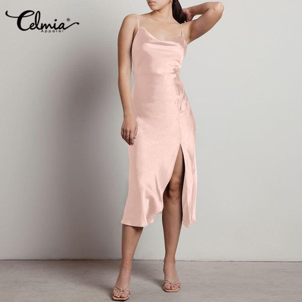 casual dresses women dress celmia 2021 summer spaghetti strap party midi sundress satin silk split holiday loose long vestidos robe, Black;gray
casual dresses women dress celmia 2021 summer spaghetti strap party midi sundress satin silk split holiday loose long vestidos robe, Black;gray