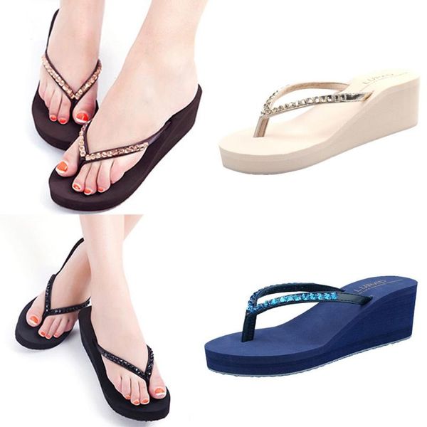 slippers 2021 summer rhinestone women casual durable flip flops beach sandals female wedge shoes ladies home, Black
slippers 2021 summer rhinestone women casual durable flip flops beach sandals female wedge shoes ladies home, Black
