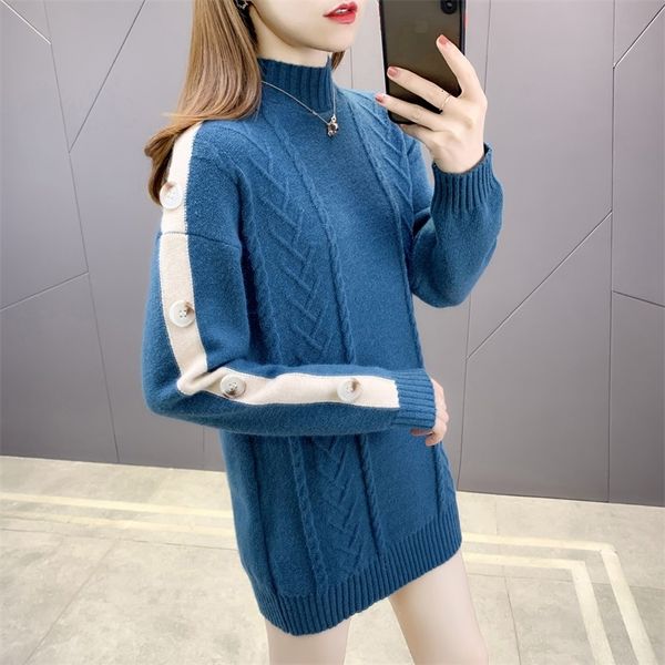 2021 new style half neck ladies sweaters patchwork long sleeve woman's jumpers with buttons slim female knit pullovers outwear a99s, White;black
2021 new style half neck ladies sweaters patchwork long sleeve woman's jumpers with buttons slim female knit pullovers outwear a99s, White;black