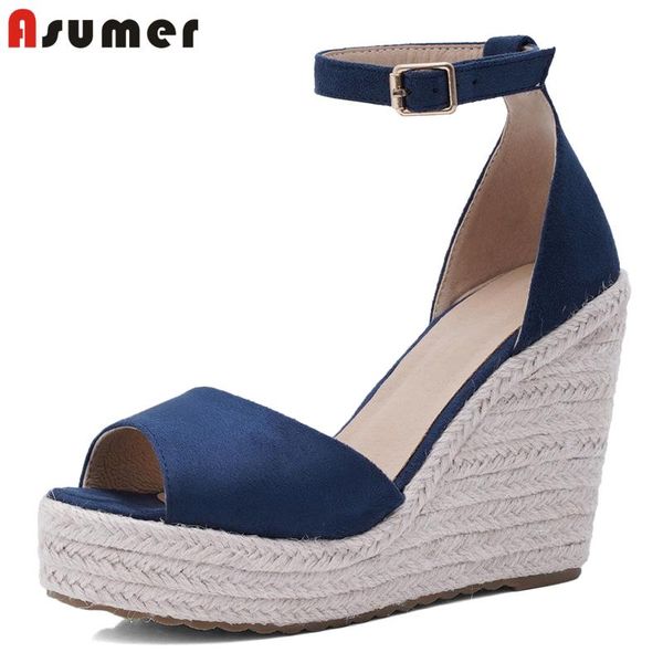 dress shoes asumer drop women sandals wedges ankle strap platform summer wedge peep toe high heels flock footwear, Black
dress shoes asumer drop women sandals wedges ankle strap platform summer wedge peep toe high heels flock footwear, Black