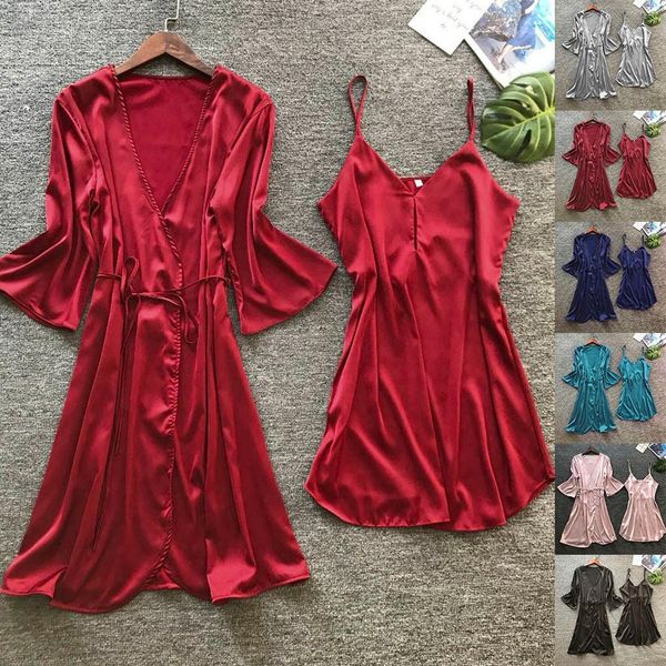 women's nihghtgown robe set satin bathrobe+night dress sleepwear nightwear plus size faux silk nightie robe lingerie, Black;red
women's nihghtgown robe set satin bathrobe+night dress sleepwear nightwear plus size faux silk nightie robe lingerie, Black;red