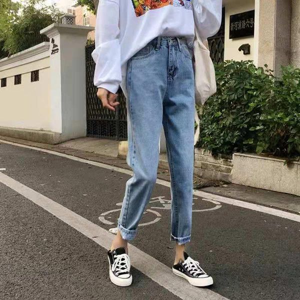 women's jeans high waist for women ankle-length pants spring plus size denim vintage streetwear loose all-match, Blue
women's jeans high waist for women ankle-length pants spring plus size denim vintage streetwear loose all-match, Blue