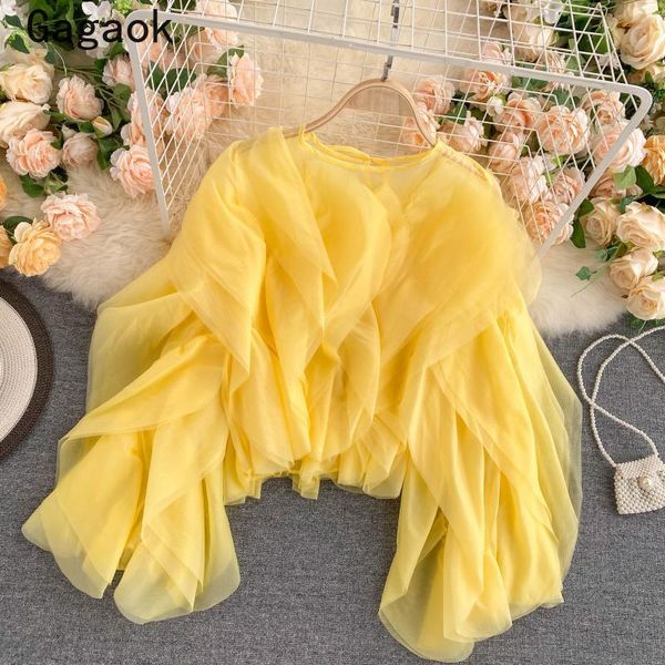 women's blouses & shirts gagaok high street women chiffon blouse 2021 o-neck solid ruffles short puff sleeve wild korean fashion sweet, White
women's blouses & shirts gagaok high street women chiffon blouse 2021 o-neck solid ruffles short puff sleeve wild korean fashion sweet, White