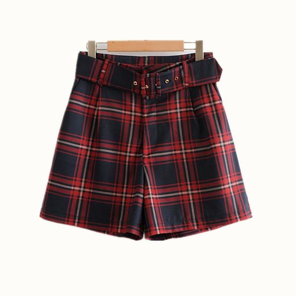 women's shorts women checked plaid high waist with belt zipper pocket, White;black
women's shorts women checked plaid high waist with belt zipper pocket, White;black