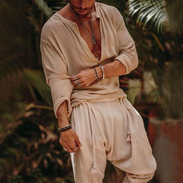 men's casual shirts 2021 autumn men's cotton linen vintage solid long sleeve pullovers men v-neck fashion streetwear, White;black
men's casual shirts 2021 autumn men's cotton linen vintage solid long sleeve pullovers men v-neck fashion streetwear, White;black