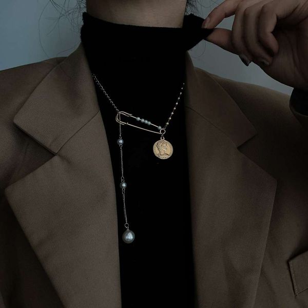 hbp new temperament pearl pin coin necklace women's fashion net red cold wind collar chain, Silver
hbp new temperament pearl pin coin necklace women's fashion net red cold wind collar chain, Silver