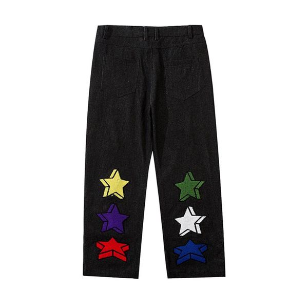 men's jeans five-pointed star embroidery washing old loose straight pants street trend casual three-dimensional, Blue
men's jeans five-pointed star embroidery washing old loose straight pants street trend casual three-dimensional, Blue