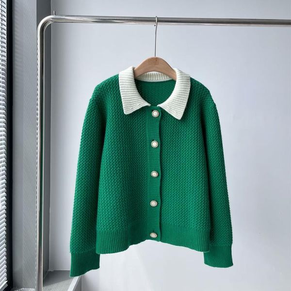 women's knits & tees 2021 women fashion long-sleeved color contrast lapel cashmere cardigan 0915, White
women's knits & tees 2021 women fashion long-sleeved color contrast lapel cashmere cardigan 0915, White