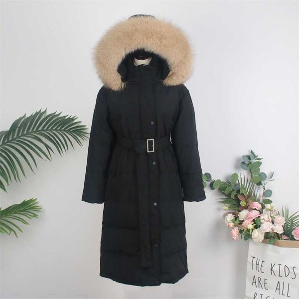 oftbuy x-long winter jacket women real natural fur collar hooded 75% white duck down belt coat warm fashion outerwear 211216, Black
oftbuy x-long winter jacket women real natural fur collar hooded 75% white duck down belt coat warm fashion outerwear 211216, Black
