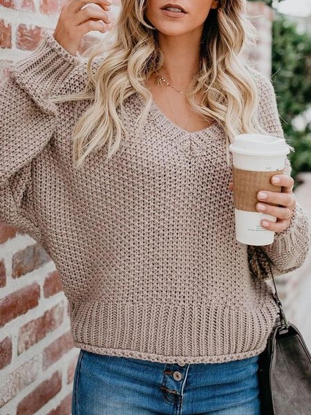 women's sweaters loose knit v-neck sweater for women in autumn and winter harajuku fashion long sleeve pullover, White;black
women's sweaters loose knit v-neck sweater for women in autumn and winter harajuku fashion long sleeve pullover, White;black