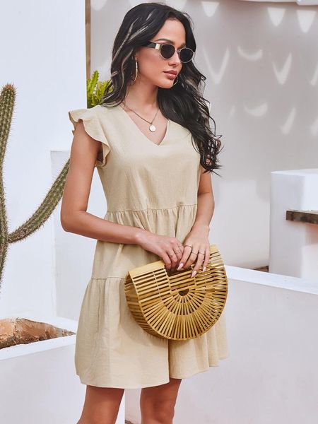 casual dresses summer dress women a-line ruffles v-neck sleevelss loose mini for women's clothing 2021 khaki vestidos femme robes, Black;gray
casual dresses summer dress women a-line ruffles v-neck sleevelss loose mini for women's clothing 2021 khaki vestidos femme robes, Black;gray