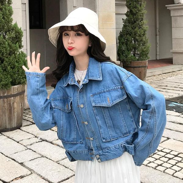 women's jackets zoki harajuku women denim short jacket autumn long sleeve bf jean coat casual turn down collar loose preppy ladies outw, Black;brown
women's jackets zoki harajuku women denim short jacket autumn long sleeve bf jean coat casual turn down collar loose preppy ladies outw, Black;brown