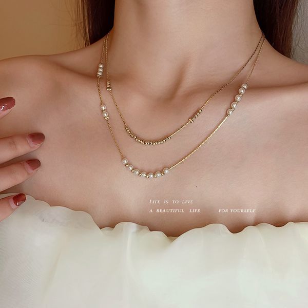 designer necklace luxury chain real gold plated pearl double layer female korean temperament fairy collarbone ins style light design sense n, Silver
designer necklace luxury chain real gold plated pearl double layer female korean temperament fairy collarbone ins style light design sense n, Silver
