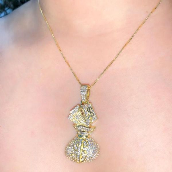 chokers gold color micro pave clear cubic zirconia cz iced out bling dollar money bag pendant women necklace, Golden;silver
chokers gold color micro pave clear cubic zirconia cz iced out bling dollar money bag pendant women necklace, Golden;silver