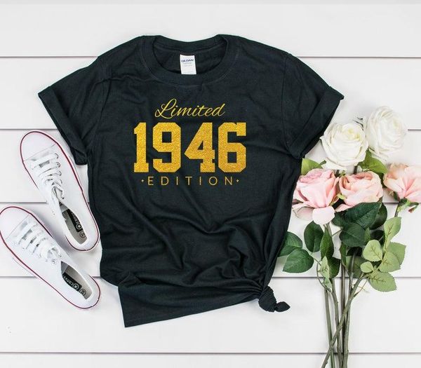 women's t-shirt glitter gold-75th birthday gift limited edition 1946 party shirt can be customized for any year unisex, White
women's t-shirt glitter gold-75th birthday gift limited edition 1946 party shirt can be customized for any year unisex, White