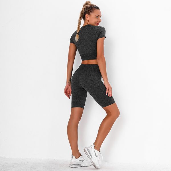 ribbed seamless yoga set women short sleeve crop biker shorts gym high waist tight leggings solid fitness suit workout sets, White;red
ribbed seamless yoga set women short sleeve crop biker shorts gym high waist tight leggings solid fitness suit workout sets, White;red