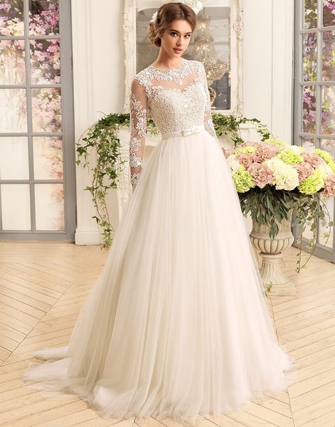 new gorgeous long sleeve wedding es 2021 o-neck lace a-line tulle bridal gown applique open back robe mariee jpeh, White
new gorgeous long sleeve wedding es 2021 o-neck lace a-line tulle bridal gown applique open back robe mariee jpeh, White