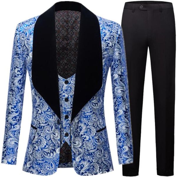 men's suits & blazers nice casual boutique flower suit jacket vest pants 3 pcs set / jacquard big black collar coat trousers, White;black
men's suits & blazers nice casual boutique flower suit jacket vest pants 3 pcs set / jacquard big black collar coat trousers, White;black