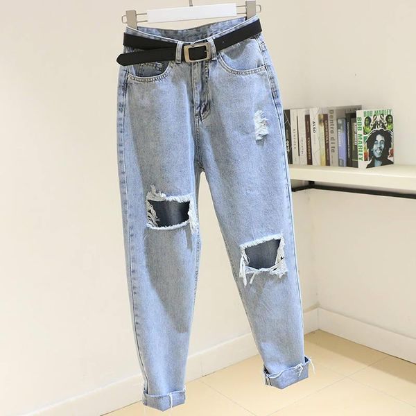 spring summer loose boyfriend hole ripped jeans for women retro streetwear casual denim harem pants high waist jeans woman c6980, Blue
spring summer loose boyfriend hole ripped jeans for women retro streetwear casual denim harem pants high waist jeans woman c6980, Blue