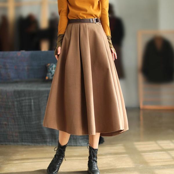 johnature women a-line skirts vintage high waist solid color cotton blend 2021 spring new korean style women skirts, Black
johnature women a-line skirts vintage high waist solid color cotton blend 2021 spring new korean style women skirts, Black